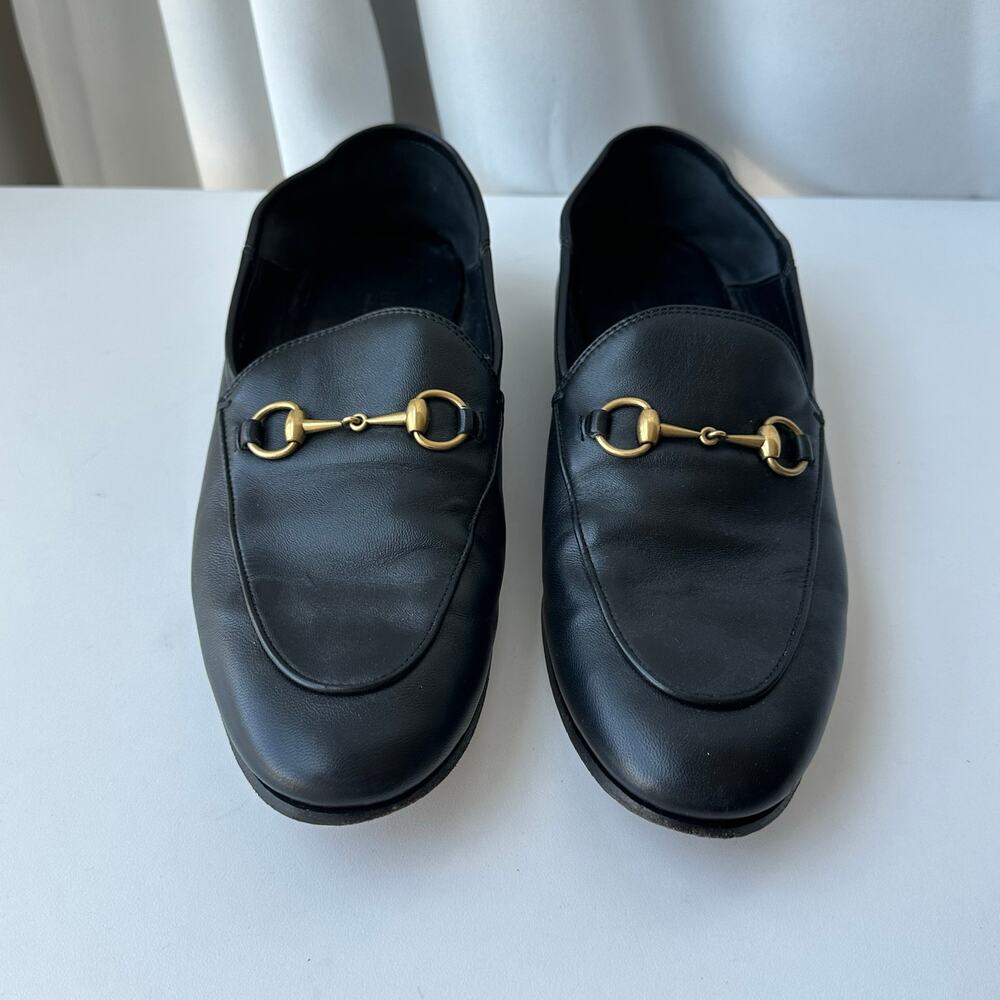 Gucci 40/US 10 Brixton Horsebit Black/Gold Classic Leather Loafer- Quiet Luxury